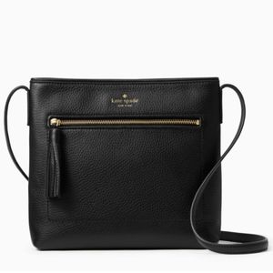 NWT Kate Spade slim black leather crossbody